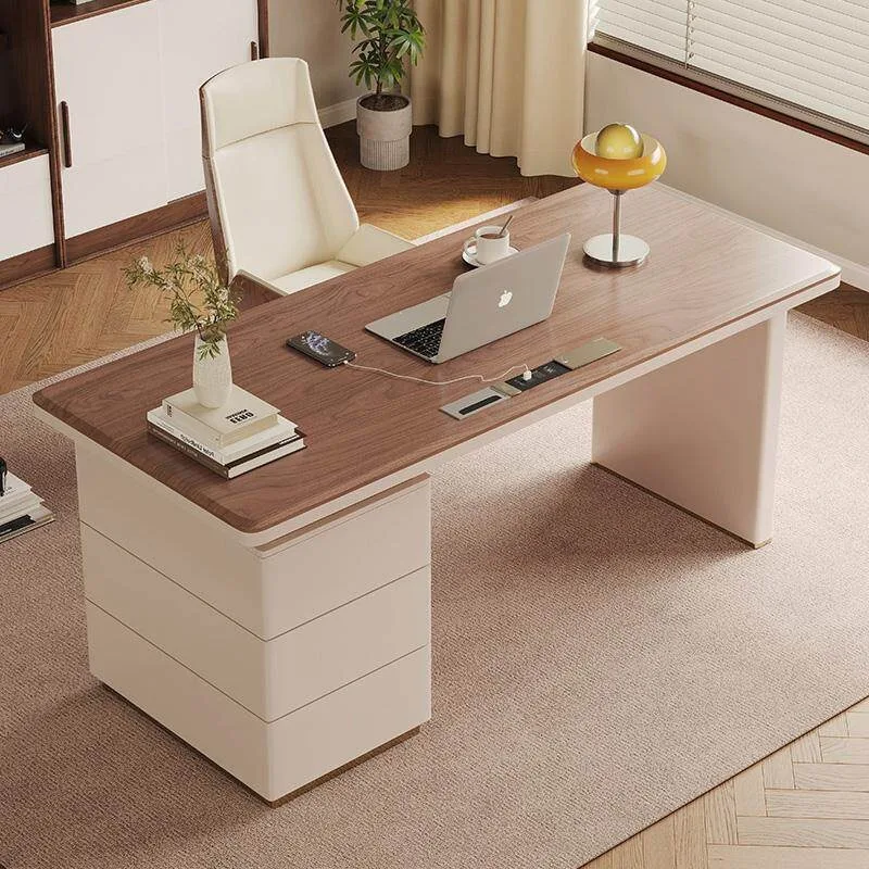 Modern desk with drawers and chests integrated household light luxury office study table solid wood computer desk study desk