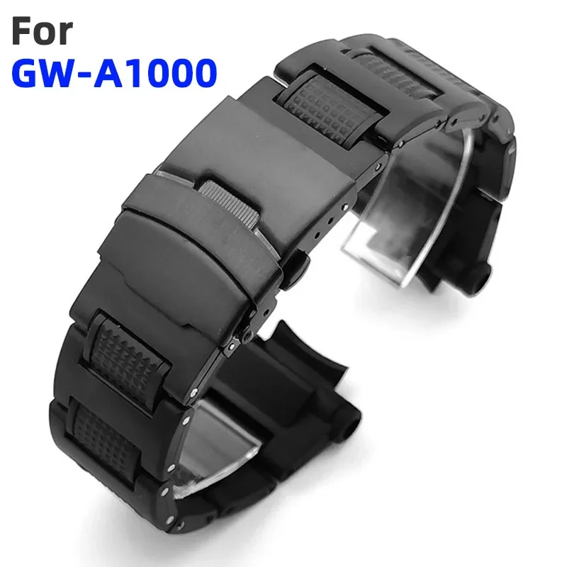 For CASIO GW-A1100FC GW-A1000 for Master of G Gravitymaster Watch Strap Band Plastic Stainless Steel Folding Buckle Men Bracelet