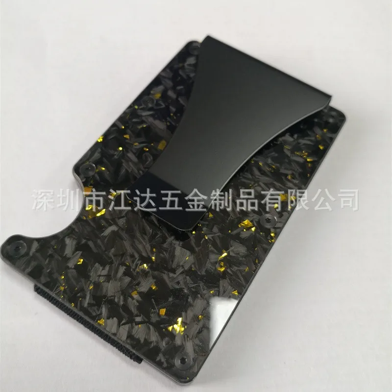 محفظة من ألياف الكربون ميتاكربون مرآة الساتان المحفظة شل نمط كليب حقيبة بطاقة RFID المعدنية #4