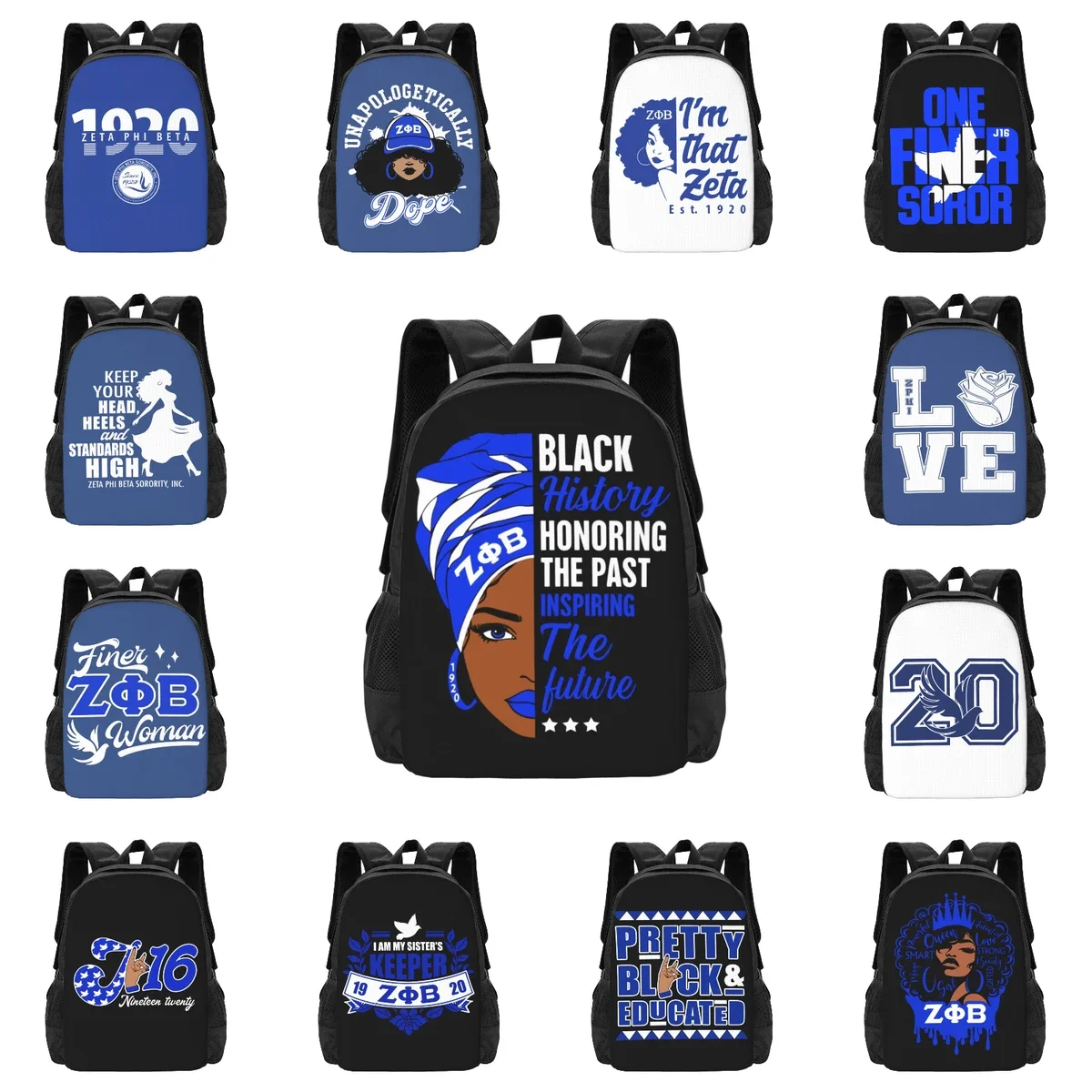 Zeta Phi Beta ZPB Sorority Travel Laptop Backpack, Business College School Computer Bag Gift for Men & Women