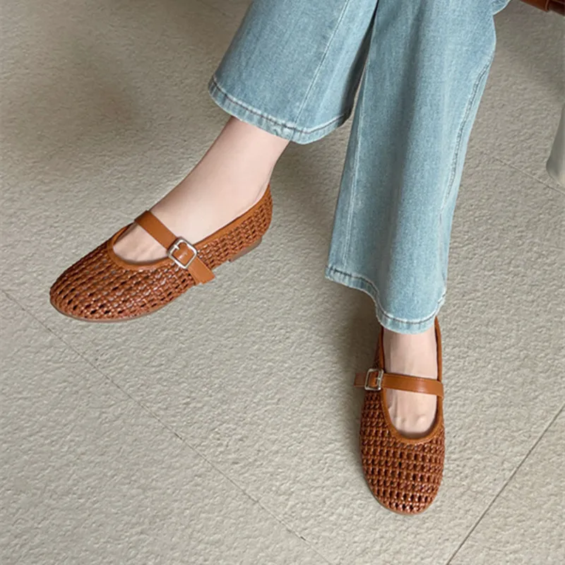 Bailamos New Brand Women Flat Shoes Fashion Mesh Ladies Elegant Mary Jane Shoes Soft Sole Outdoor Dress Ballerinas