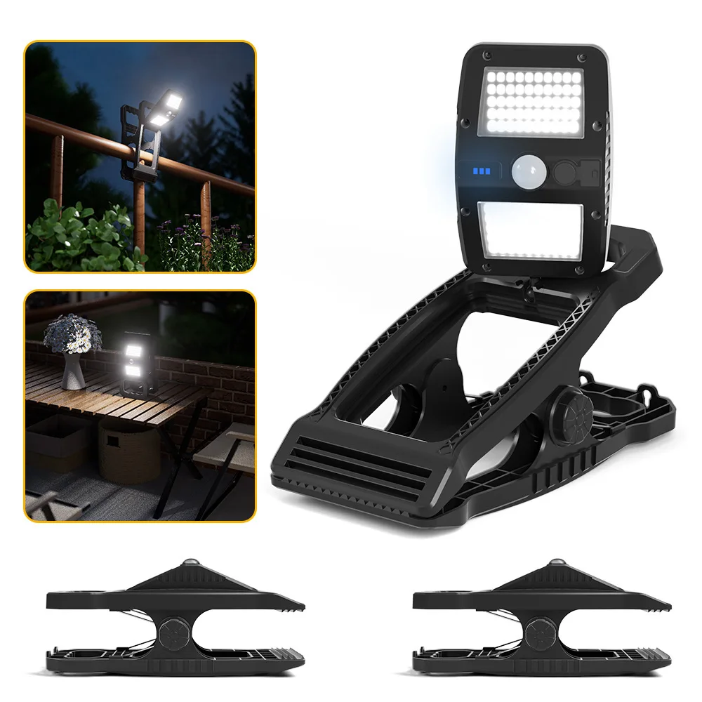 Rotatable Solar Clamp Light Motion Super Bright Outdoor Garden Lighting Portable Wall Lamp for Patio Yard Pathway Illumination