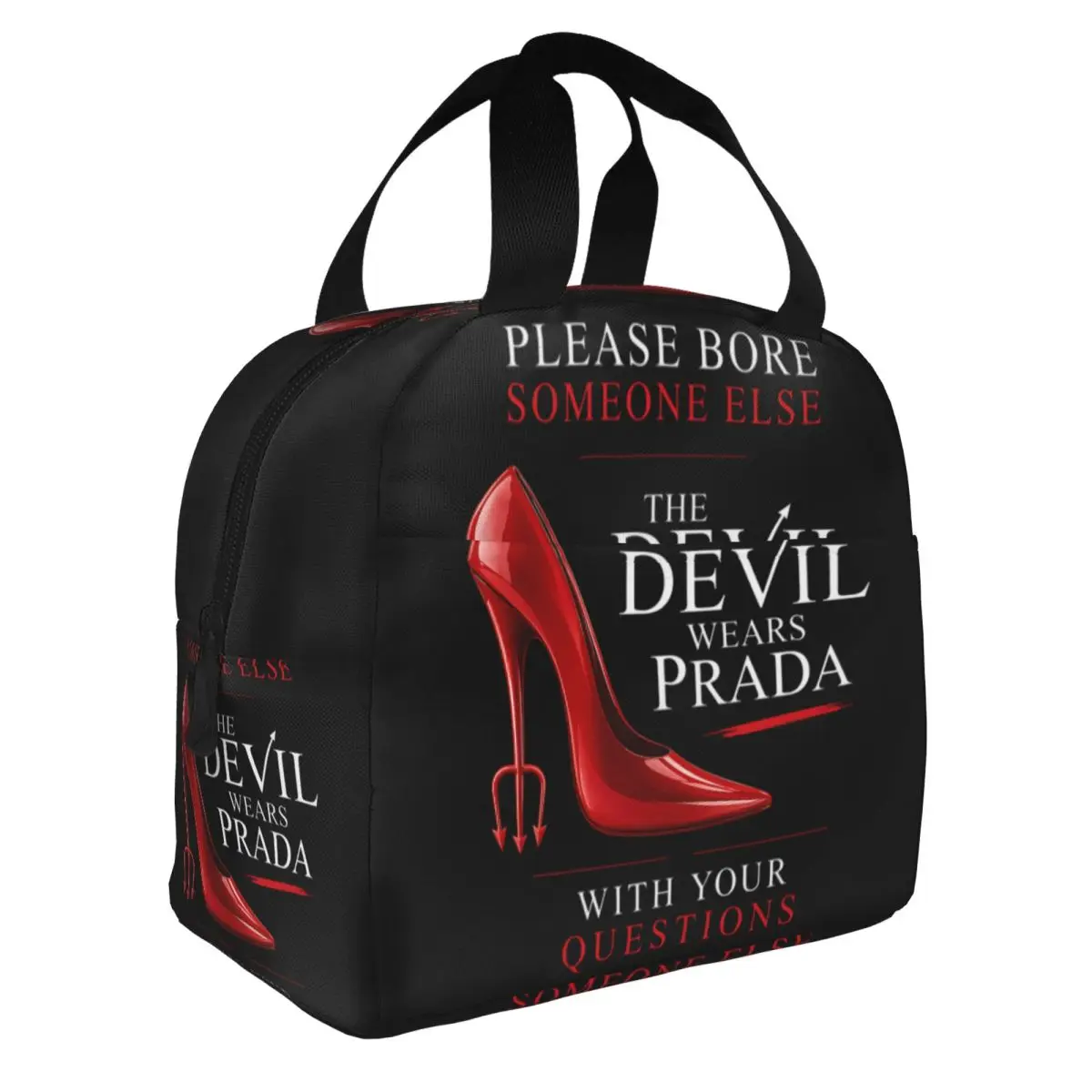 Red High Heels Film The Devil Wears Pradas Thermal Insulated Lunch Bag Women Resuable Lunch Tote Outdoor Multifunction Food Box