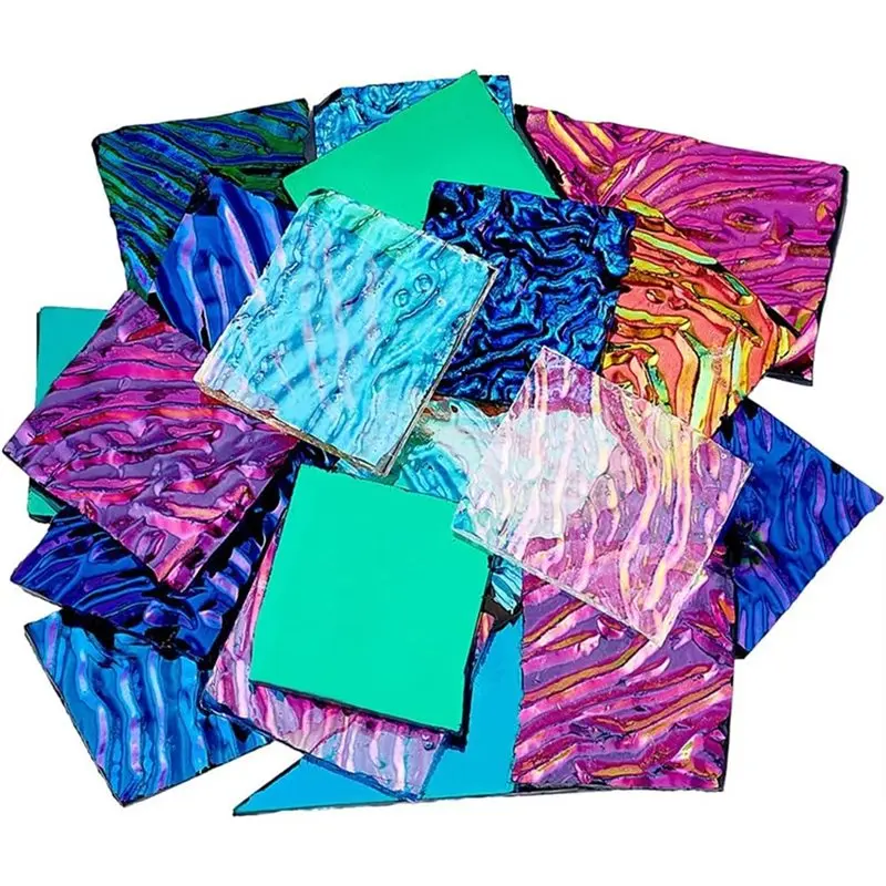 A60zfor fournitures de fabrication de bijoux artisanat 112G feuilles de verre Fusible four à micro-ondes pièces d'art ferraille de verre dichroïque coloré mixte