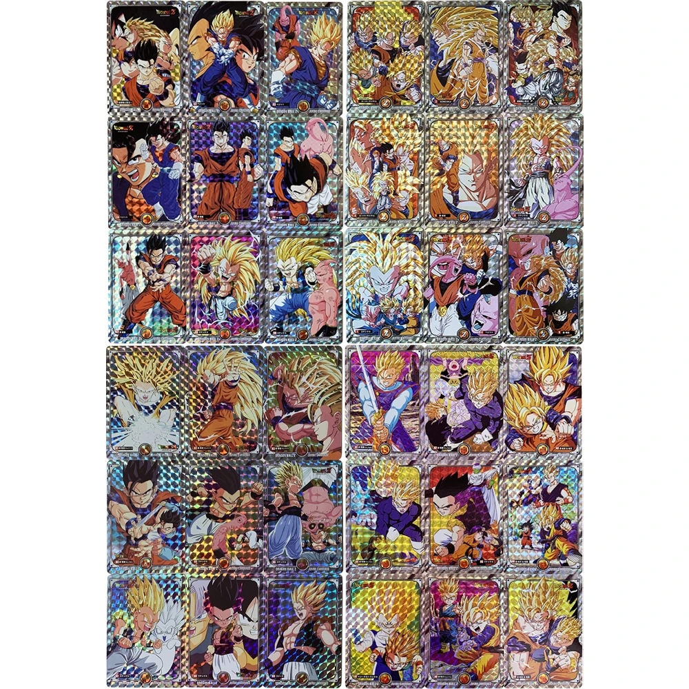 9Pcs Dragon Ball Flash Card Super Saiyan Goku Vegeta Gohan Game Anime Collection Cards Gift Toys Two Flash Patterns Are Optional