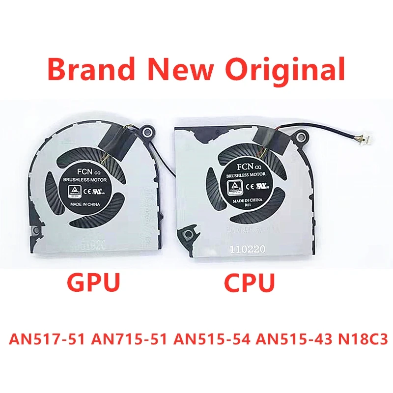 

Brand New Original Laptop CPU Cooling Fan For Acer Nitro 5 AN517-51 AN715-51 AN515-54 AN515-43 N18C3