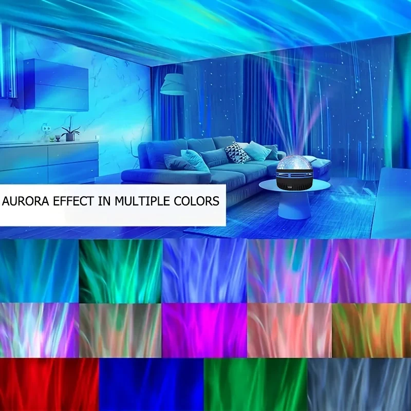 1pc Starry Projector Light With 7 Color Patterns & Remote Control, Polar Projector Night Light For Bedroom Atmosphere