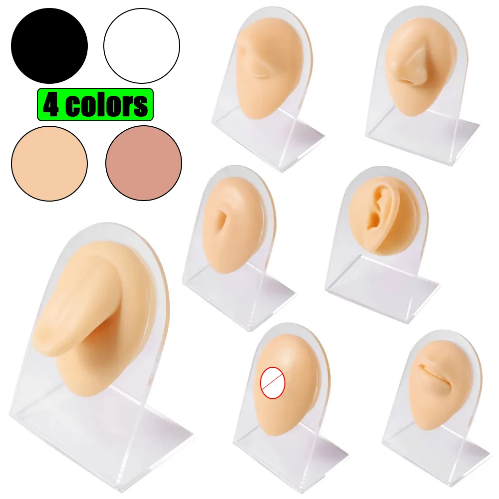 Body Model Silicone Ear Nose Lip Eye Model Professional Practice Piercing Tool Body Parts Jewelry Display Stand Teaching Tools