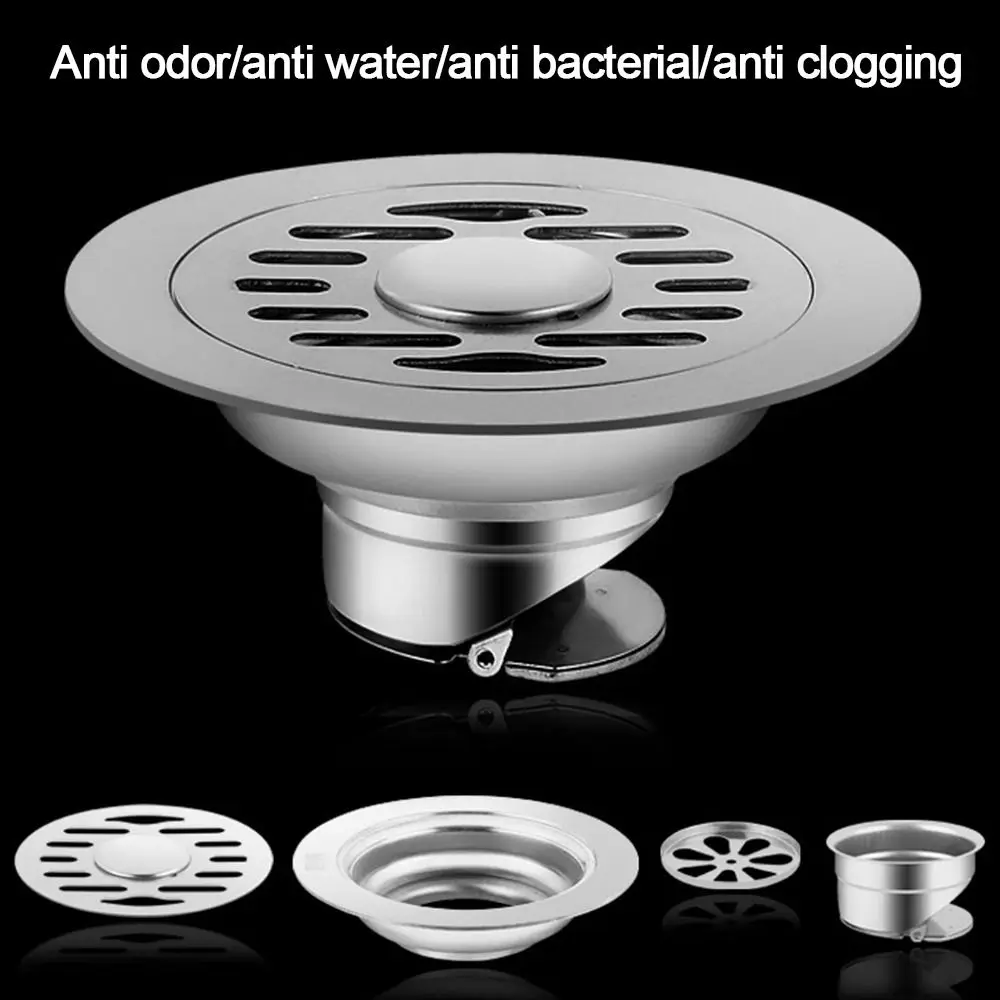 with Grid Grate Cover Shower Floor Drain Backflow Preventer Square Sink Strainer Stainless steel Dectable drain filter