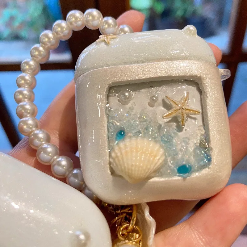 

Starfish Shell AirPods Case Bluetooth Earphone Protective Cover with Pendant for AirPods 4 3 2 1 Pro Pro2 Headphone Box Gifts