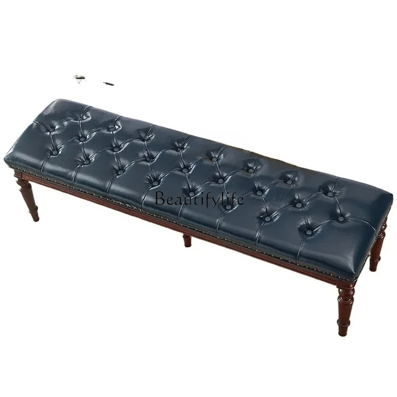 bedroom bedside stool small sofa with backrest solid wood cloakroom stool retro long lady chair