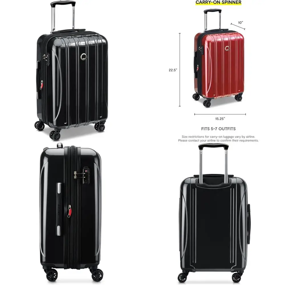 Equipaje giratorio rígido expandible de mano, 21 pulgadas, diseño aero, negro para viajes