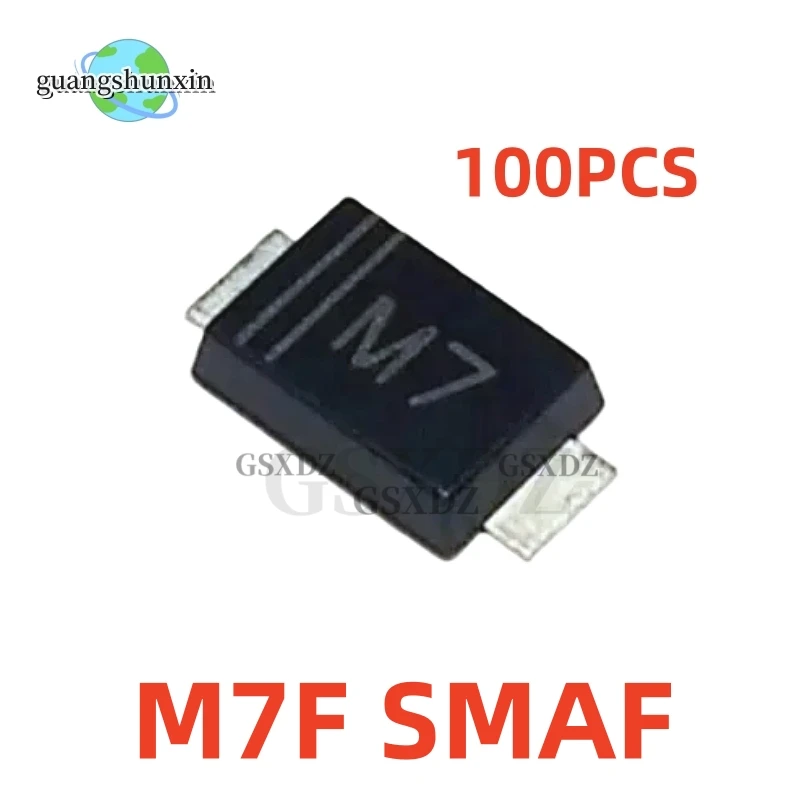 100PCS M7 SMA M7F SMAF A7 SOD-123 1N4007 Surface Mount General Purpose Diode