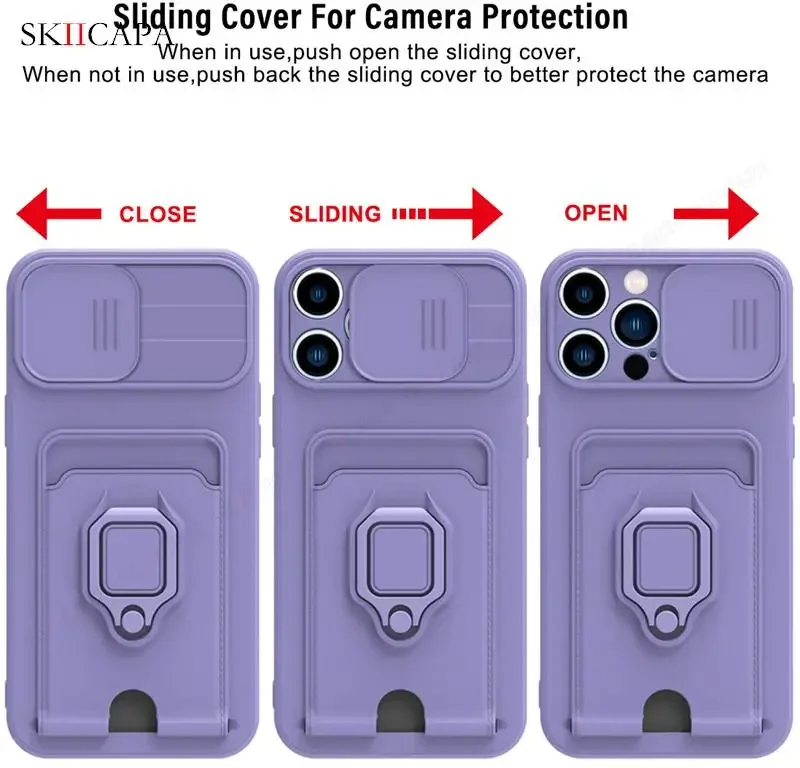 For Xiaomi MI 13T Pro Crossbody Lanyard Slide Lens Case For Xiaomi 14T PRO 13T 12T Wallet Card Stand Holder Soft Silicone Cover