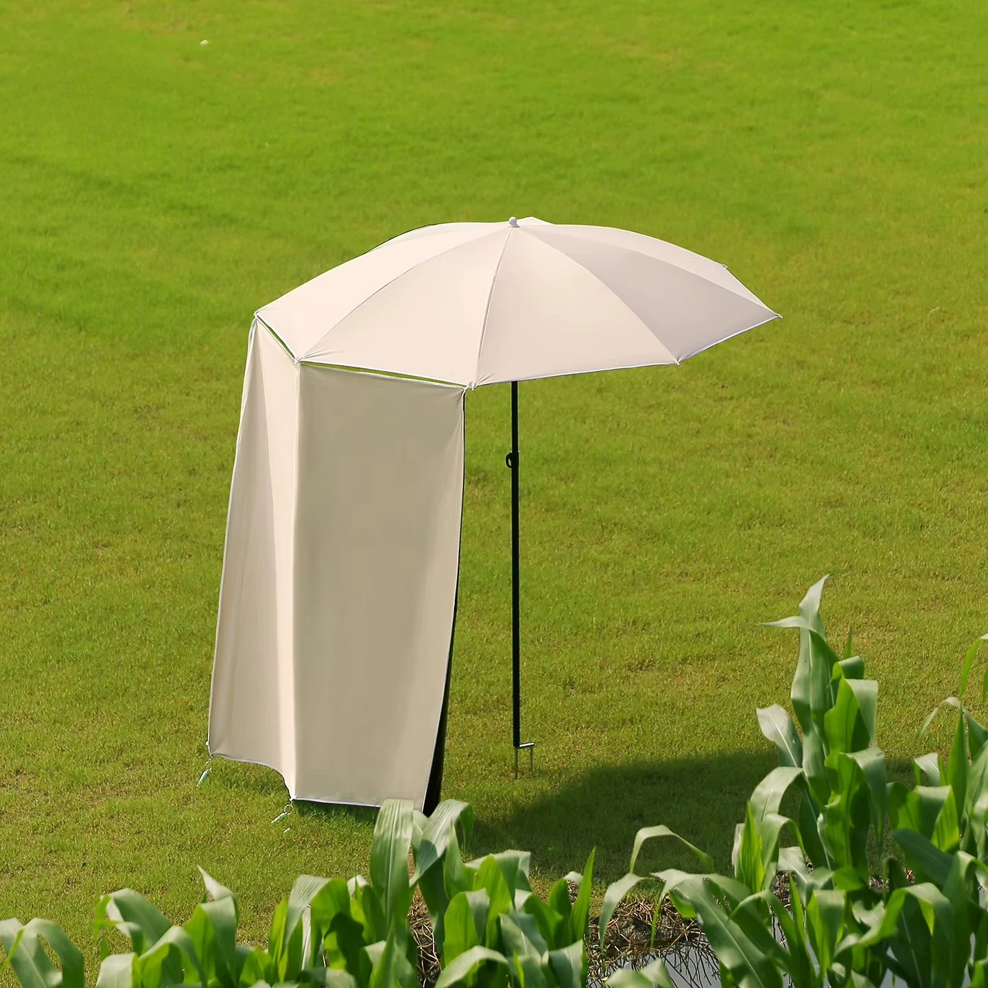 Large Outdoor Car Canopy Umbrella Manual Open Steel Pole Rain Shine Use Camping Driveway Shade Cooling Cover
