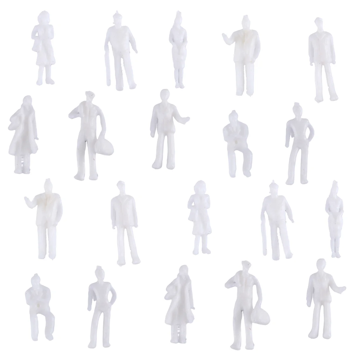 RIRI 100Pcs HO Scale 1:100 White Model People Unpainted Train Figures