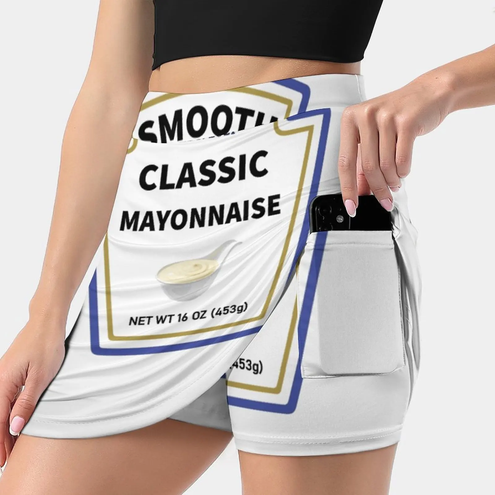 Smooth Classic Mayonnaise Halloween Costume Women Mini Skirt Two Layers With Pocket Skirts Sport Fitness Running Skorts