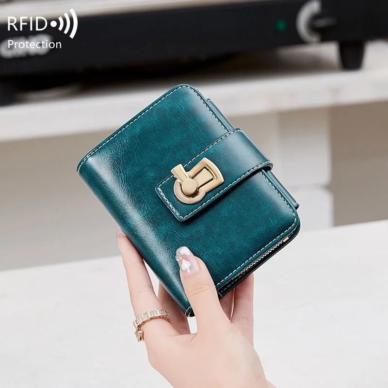 Large Capacity Ladies Anti RFID Card Holder Purse Small Money Coin Bag Women Wallet for Gifts Travel