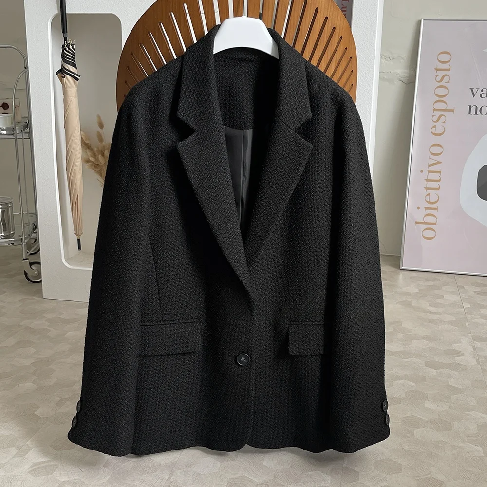 Terno de lã emagrecedor Jaet com fendas para deslocamento solto ajuste sob medida casaco casual feminino na coleção de inverno