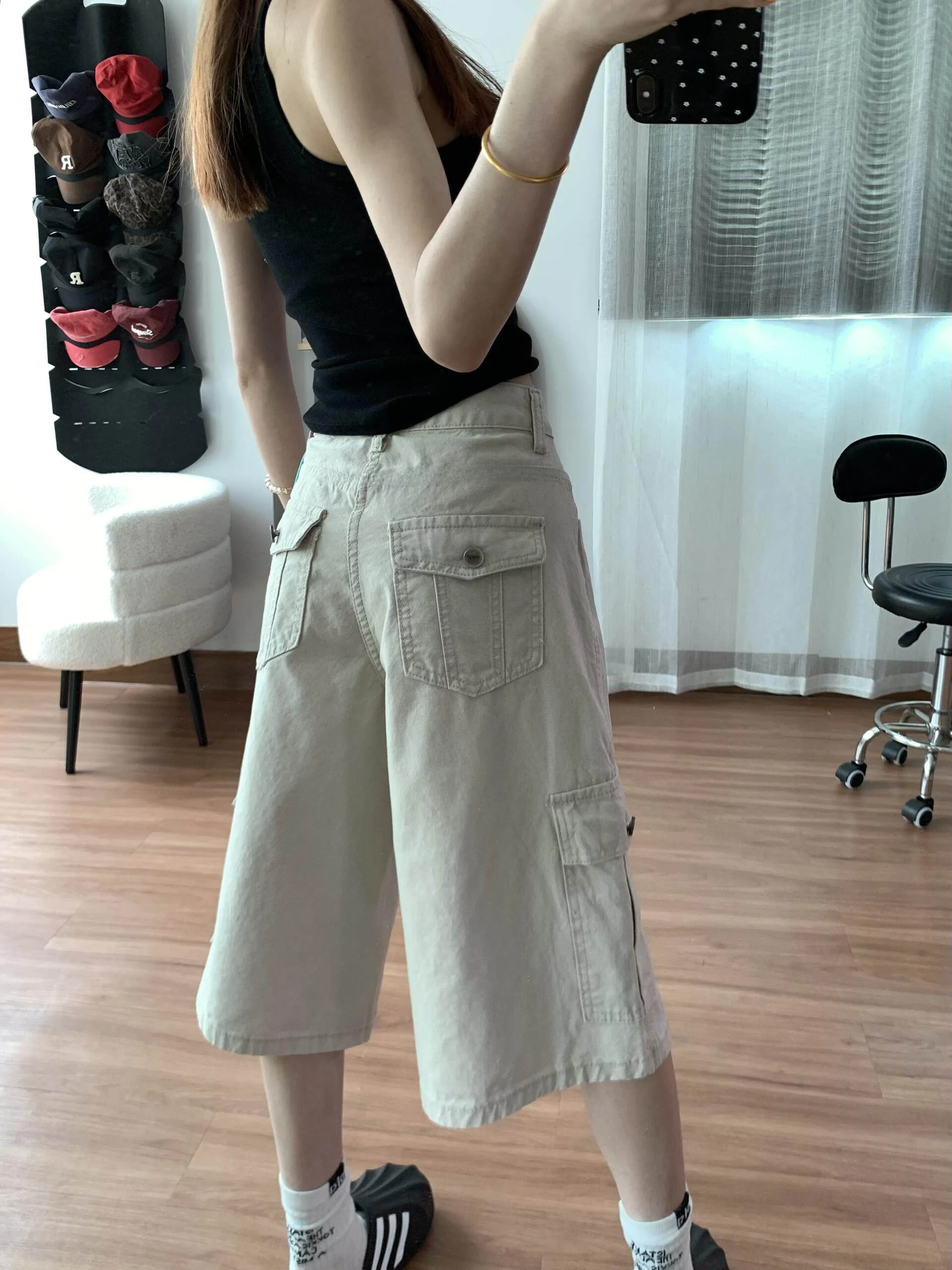 

Light Apricot Casual Loose Women's Jeans Capri Pants High Waist Straight Leg Versatile Summer New Style Anti-Wrinkle Maintenance