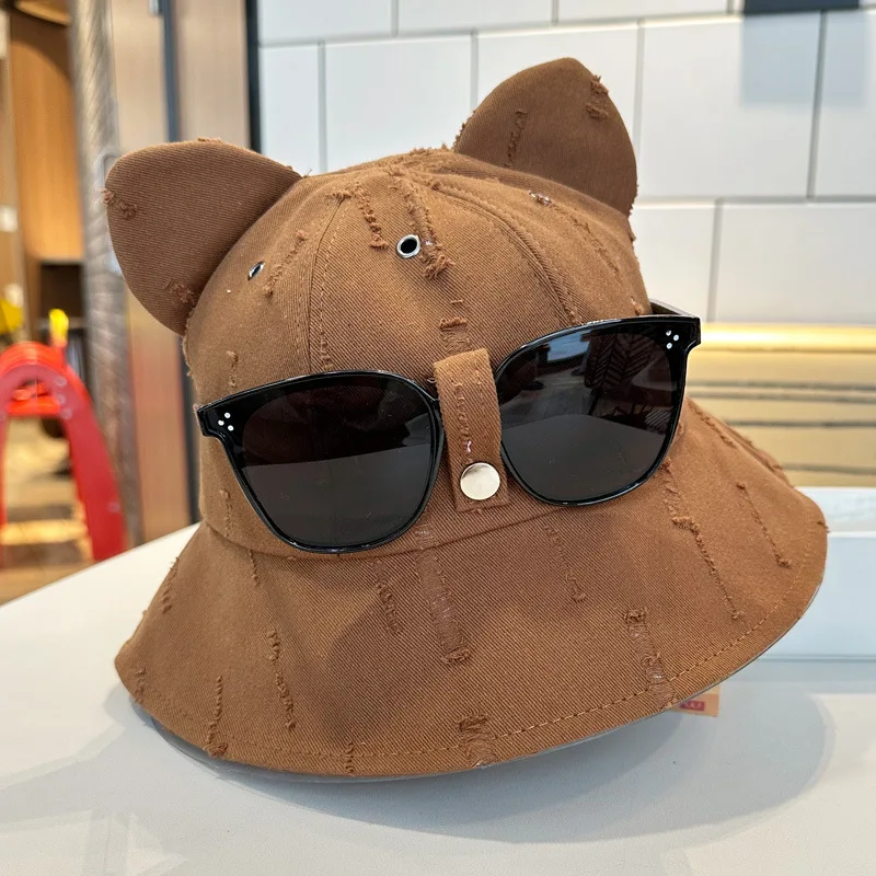 Nette Cartoon Eimer Hut Mit Brille Frauen Frühling Und Sommer Mode Bob Chapeau Outdoor Sonnenschutz Sonne Angeln Kappe Panama – Detail 13