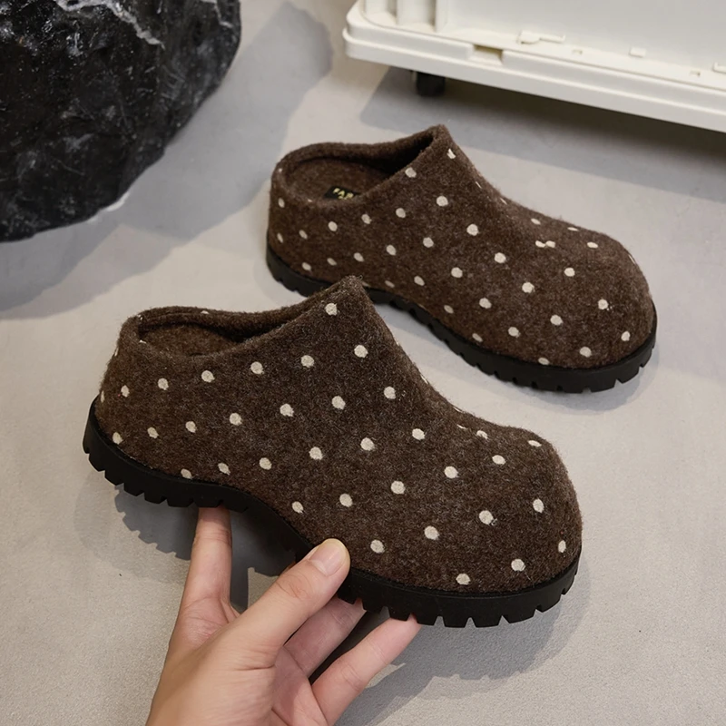 Women's Polka Dot Platform Mule Clogs - Backless Slip-On Shoes
