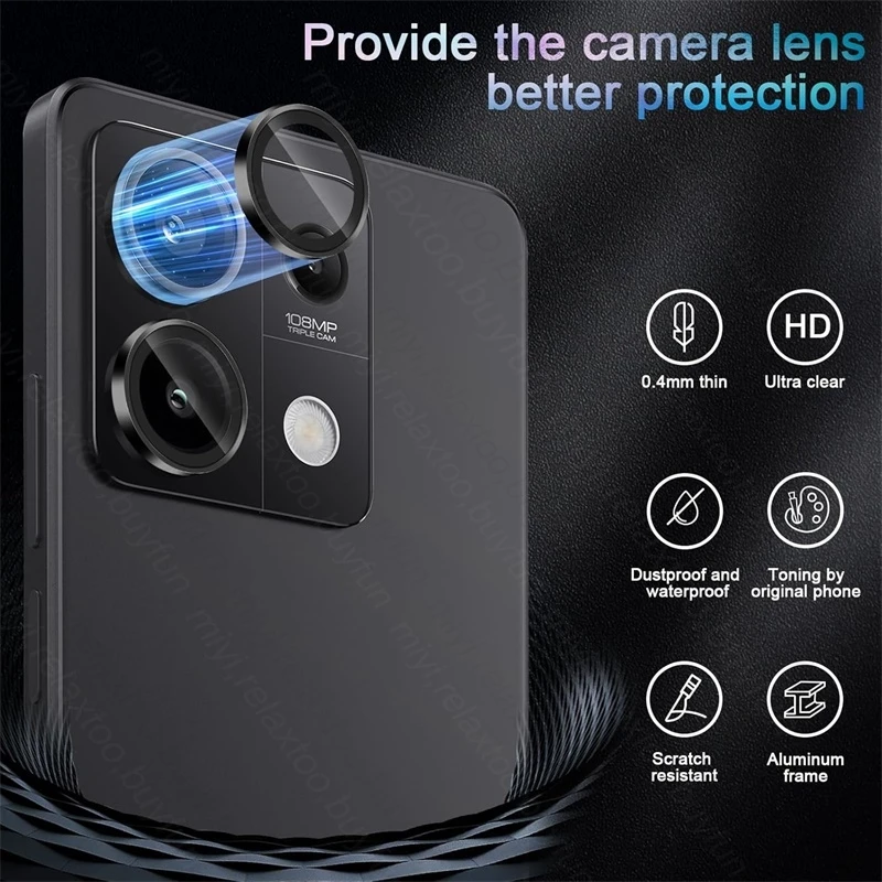 Metal Ring+Lens Tempered Glass For Redmi Note 13 Pro Plus Camera Protector Back Lenses Cap Cover Redmy Note13 Pro+ Note 14 5G 4G