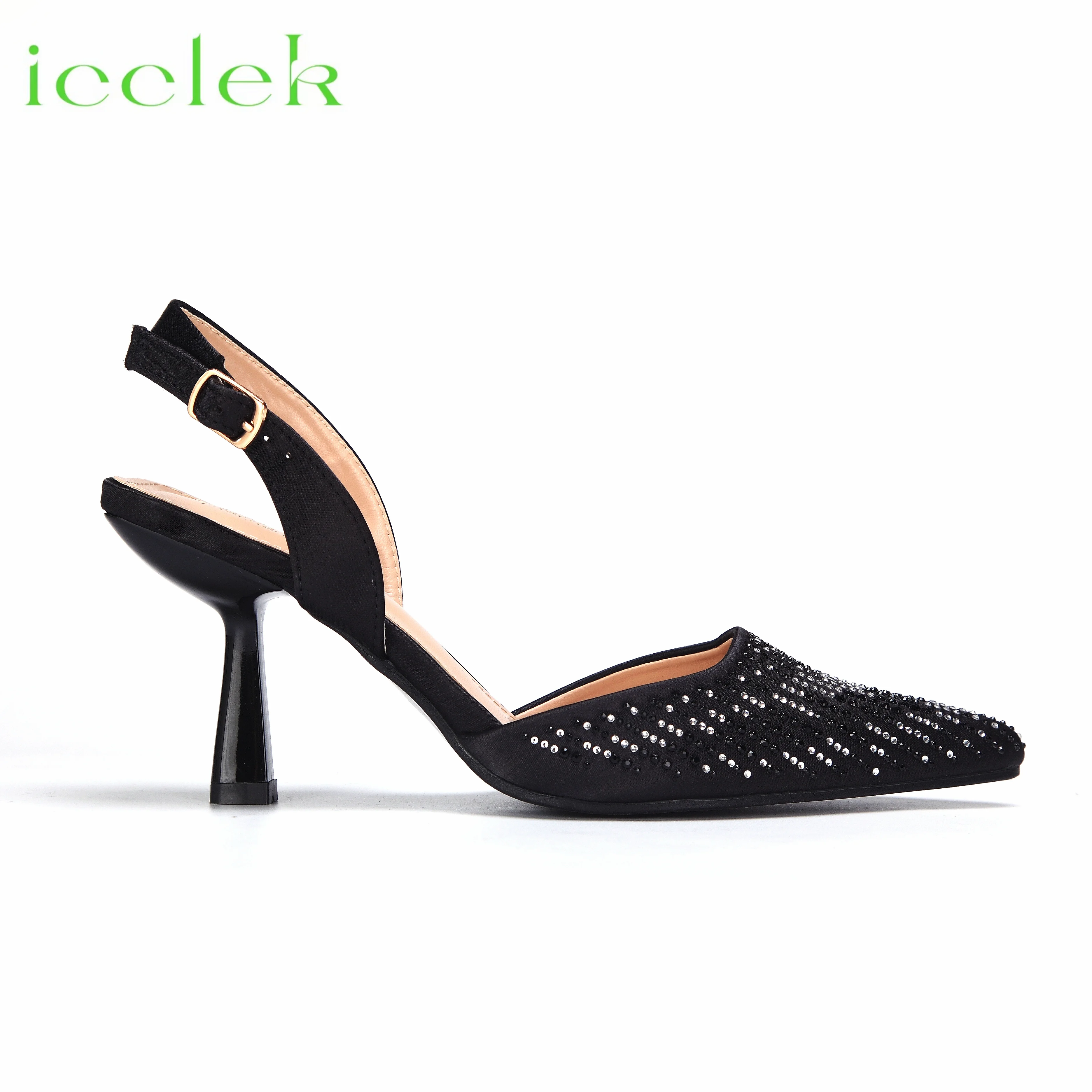 Black Color Pointed Toe Hot Selling 2024 Nigerian Ladies Shoes Matching Bag Set For Luxury Wedding Party Pump