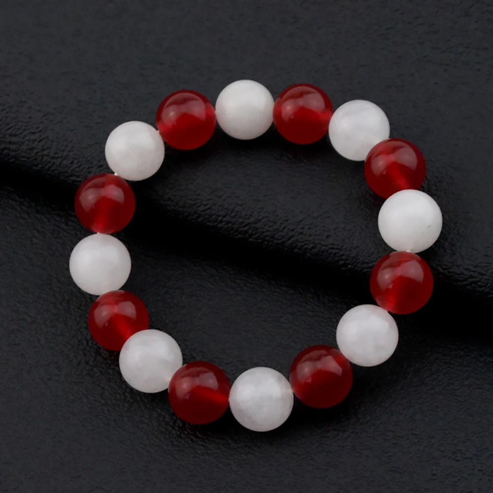 Anime Fruits Basket Kyo Sohma Bracelet, Red White Crystal Beaded Bracelet, Cosplay Prop Bangle Jewelry Accessories Gift for Her