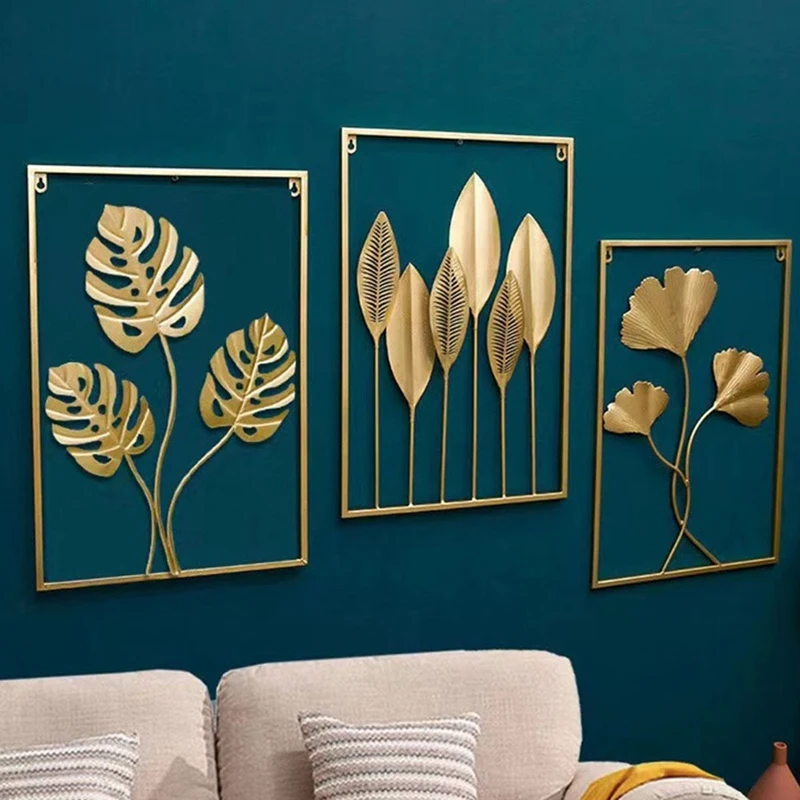 Nordic Logam Daun Besi Hiasan Dinding Tanaman Dinding Liontin Lukisan Dinding Kamar Tidur Ruang Tamu Dekorasi Rumah 40X60Cm Hiasan Dinding Daun Hijau