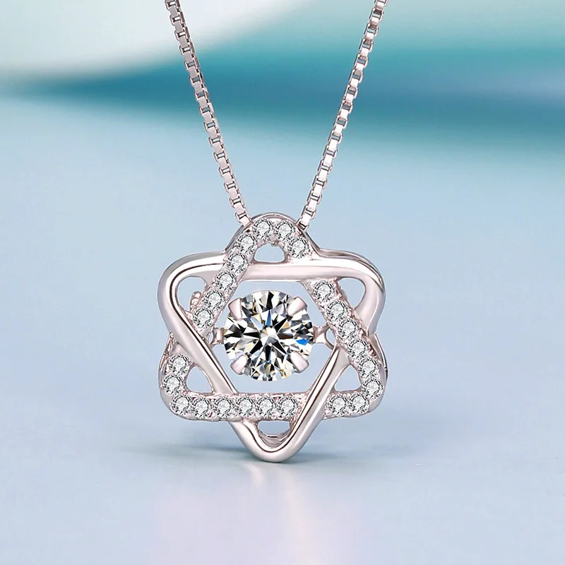 Star of David Moissanite Necklace 925 Sterling Silver D Color VVS1 EX Lab Diamond Eternity Sparkling Hexagram Pendant for Women