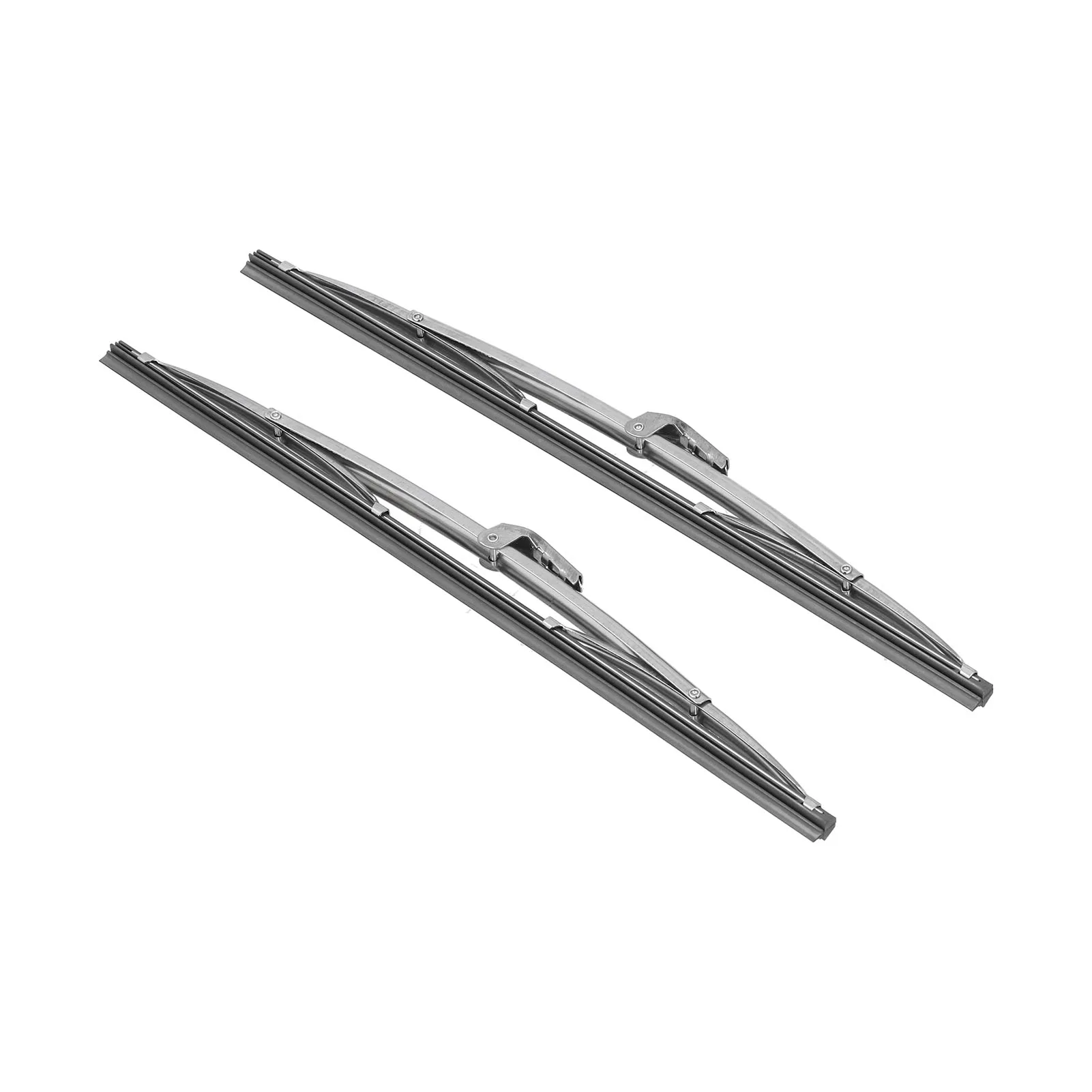 12in/30.48cm Front Windshield Wiper Blades Stainless Steel Polished Silver Universal for Car Front Wiper Blades Wiper Blade Set