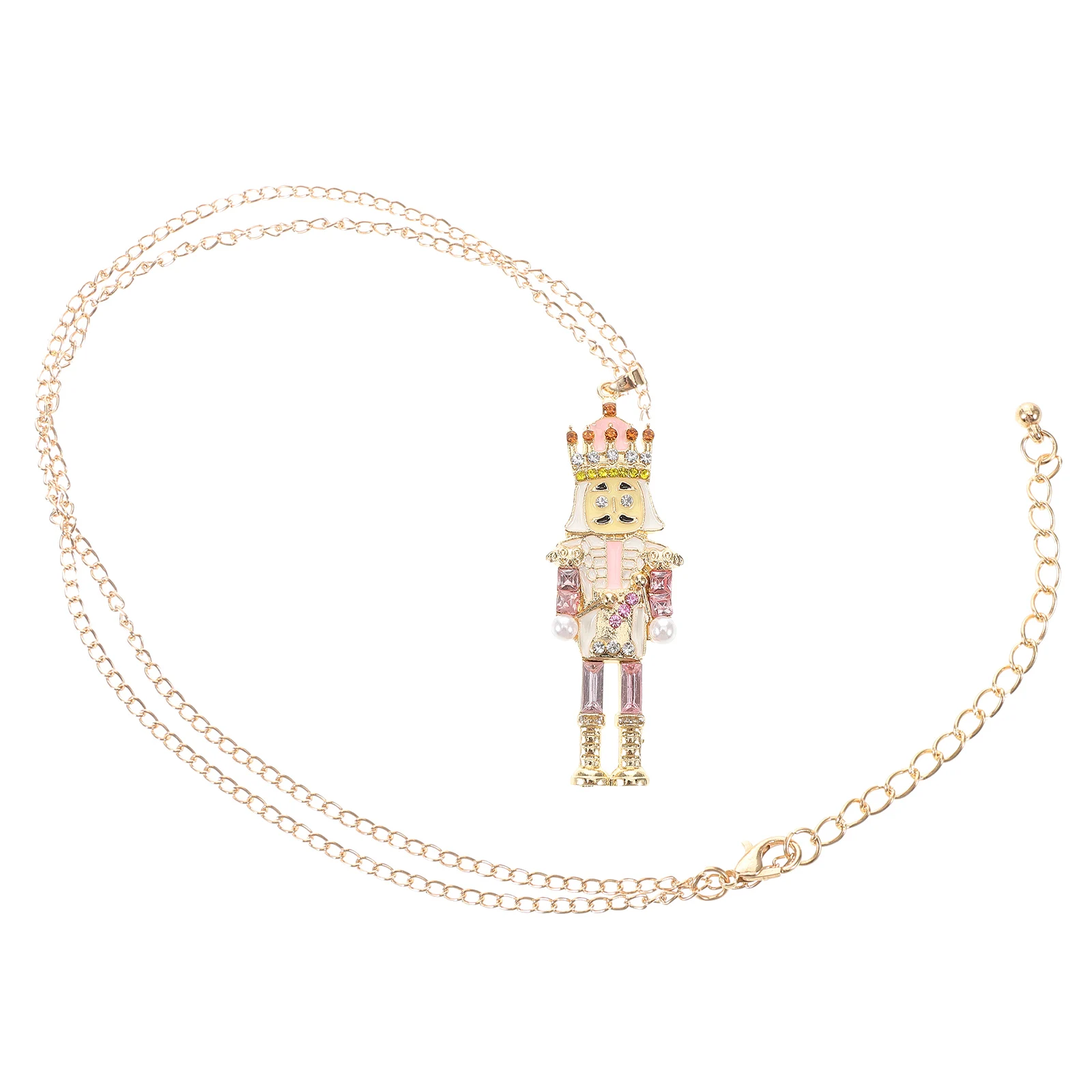 

Nutcracker Pendant Necklace Creative Cartoon Alloy Zirconia Soldier Christmas Jewelry Holiday Accessory Women Dangle Charm Mini