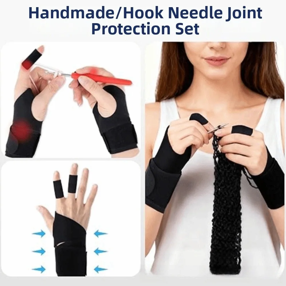 Ergonomic Design Crochet Glove Sets with Finger Covers Breathable Wrist Guard for Crochet Elastic Multi-functional