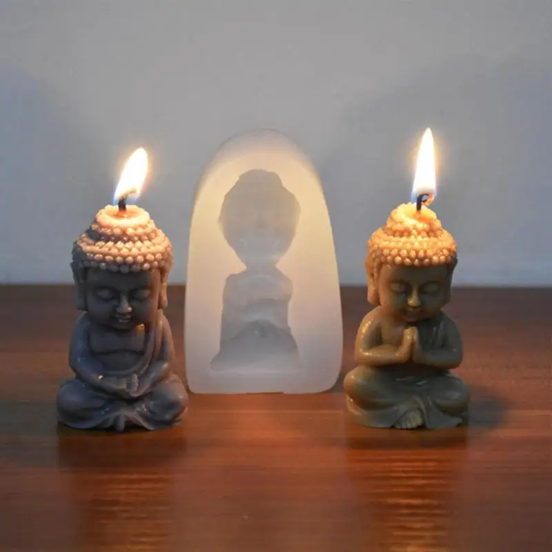 Buddha Candle Silicone Mould DIY Church Buddha Incense Candle Plaster Resin Mold Church Candle Making Home Decoration