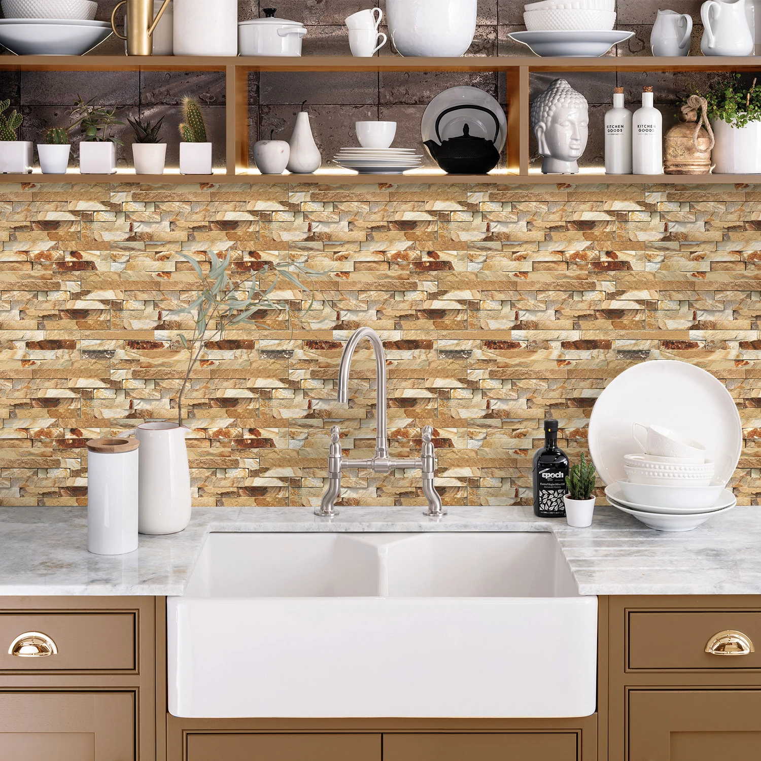 Stein korn 3d gefrostete Schaum fliesen Aufkleber selbst klebende Küche Bad amerikanische Wand dekoration wasserdichte öl beständige Tapete – Detail 21