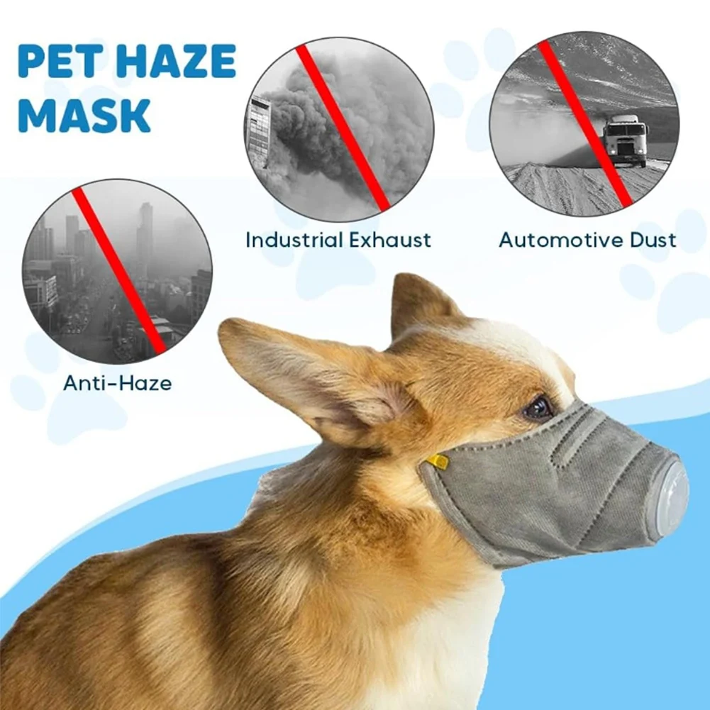 AFOURT-Wiederverwendbare, mehrfach schützende Hunde-Atemschutzmaske gegen Nebel, Staub und passivem Rauch – Detail 2