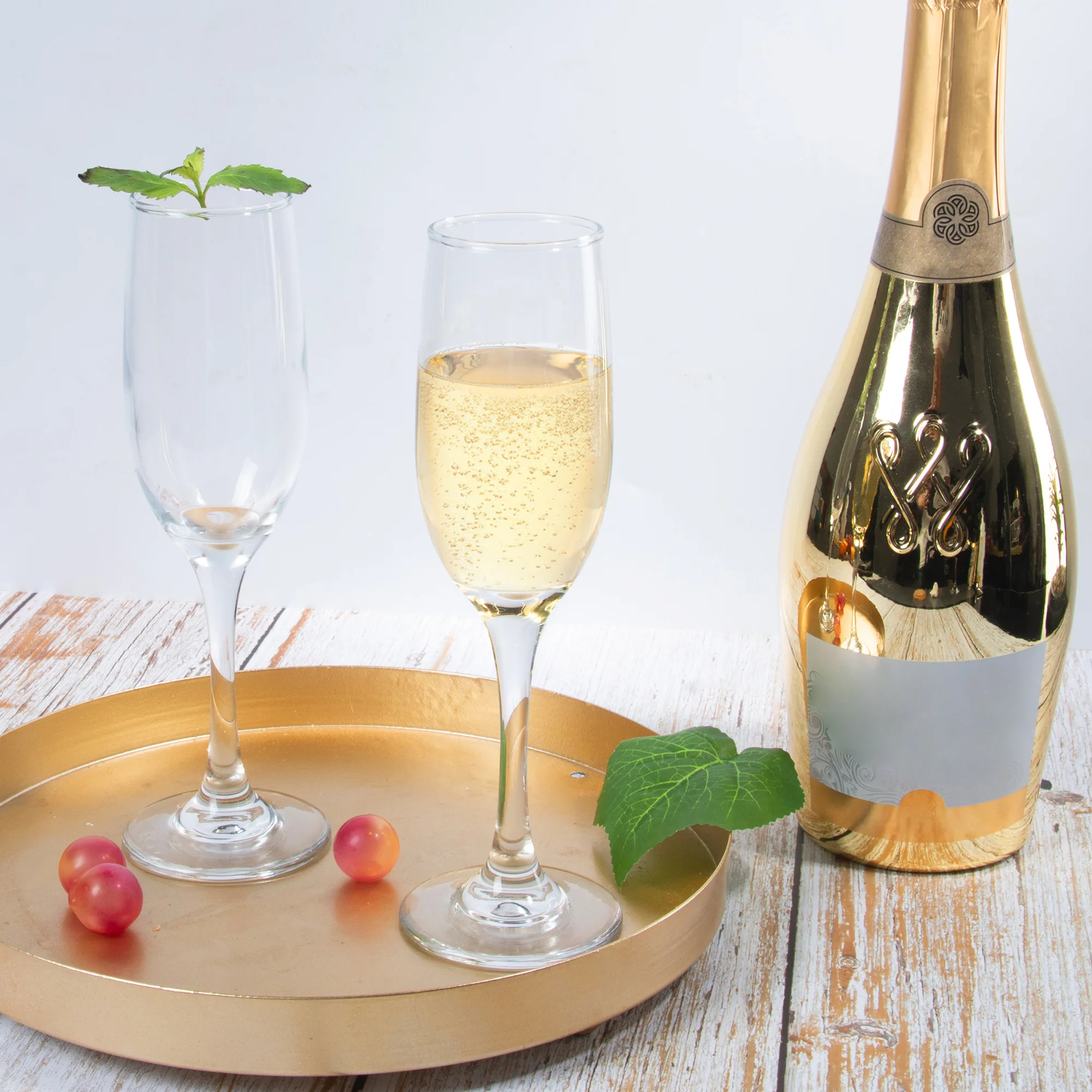 Copos de champanhe premium para festas, vidro de vinho espumante clássico, cristal claro, conjunto de 12, 6 oz