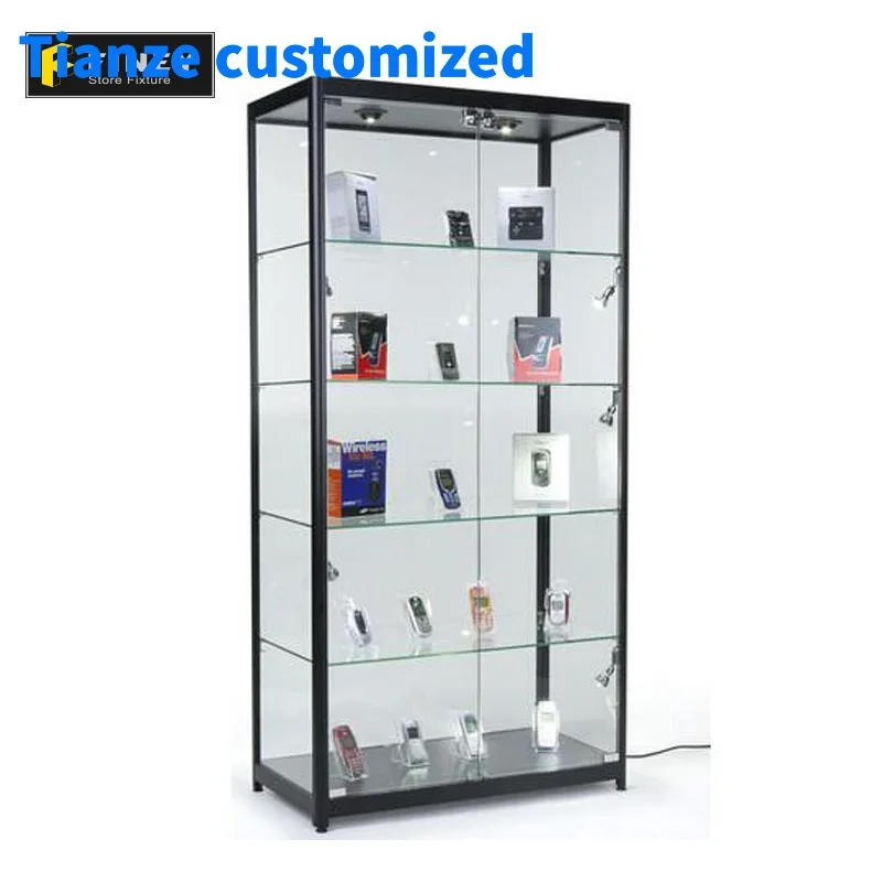 (Customized) OEM ODM design cell phone display glass cabinet decoration