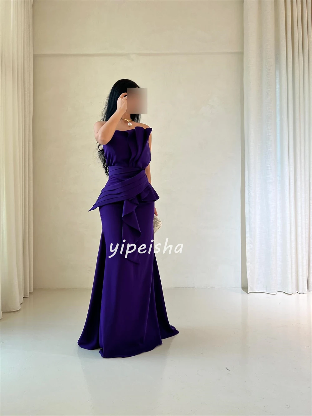 Простые классические трикотажные плиссированные прямые длинные платья без бретелек по индивидуальному заказу, платья для особых случаев, современный стиль, подходящий