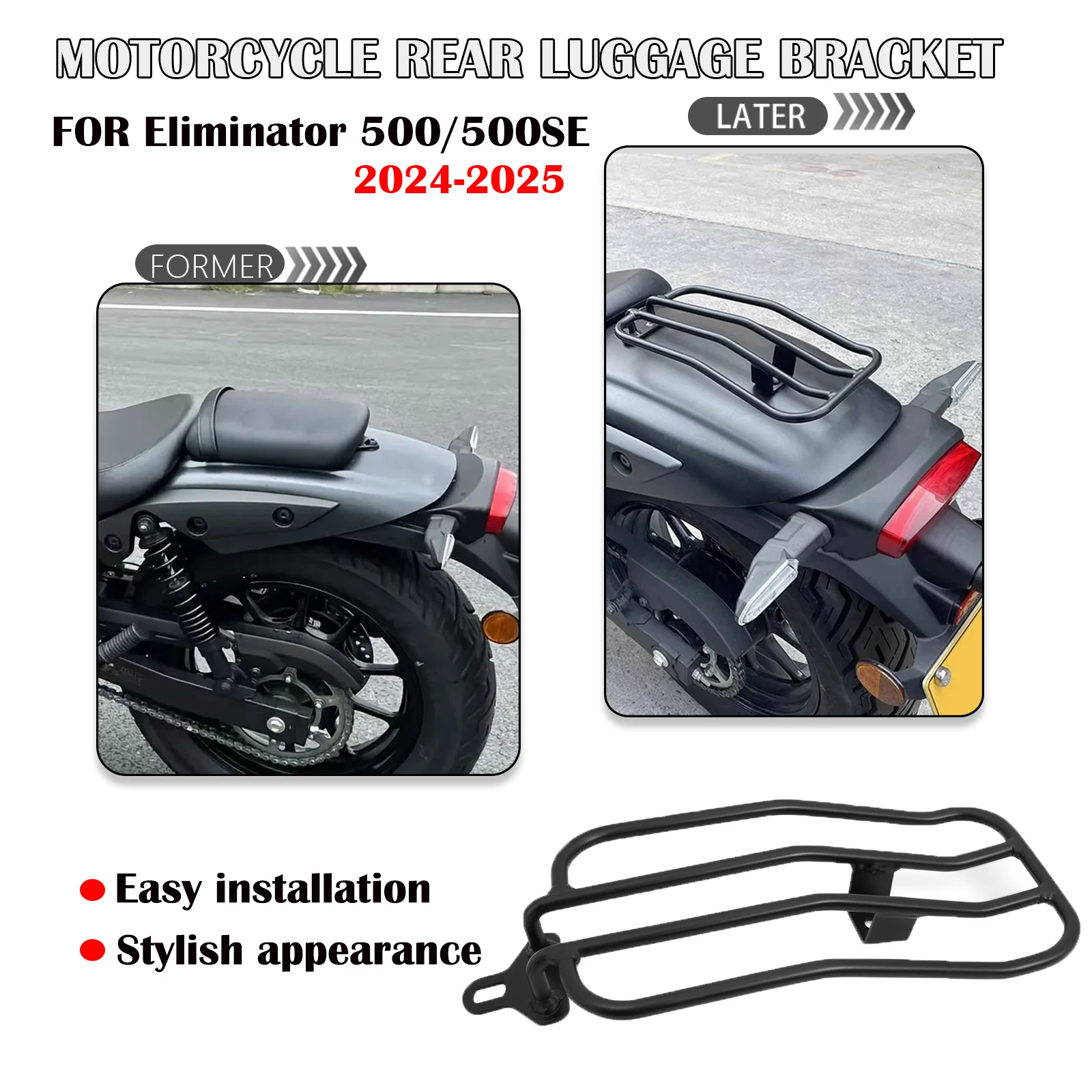 Eliminator 500 New Motorcycle Accessories Rear Solo Seat Luggage Rack Support Shelf For Kawasaki Eliminator 500 500 SE 2024-2025