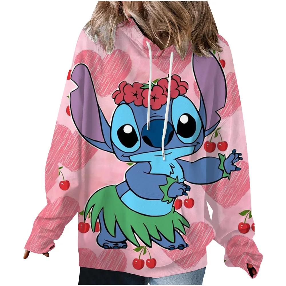 جديد 2026 ديزني ستيتش نمط المرأة هوديي الخريف/الشتاء المرأة عادية البلوز البلوز الملابس هوديي الشارع المتضخم #2
