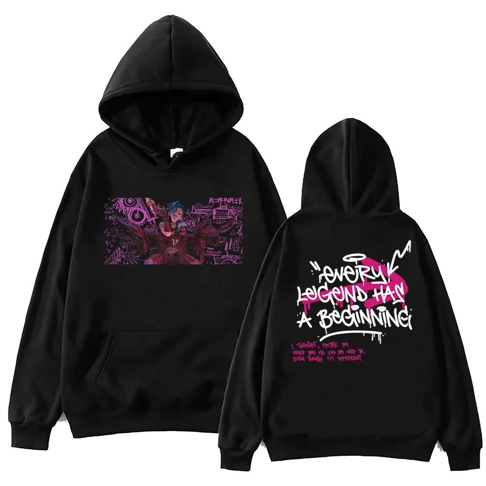 Arcane Jinx Graffiti Art Hoodie Harajuku Pullover Tops Sweatshirt Fans Gift