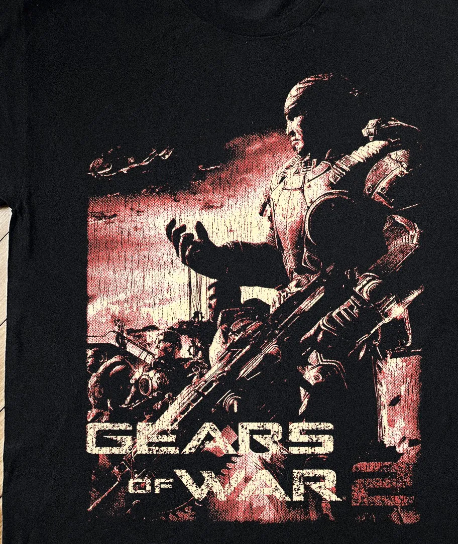 Gears of War 2 Vintage Retro Video Game Soldier Graphic T-Shirt Cotton Men Women Streetwear Tee