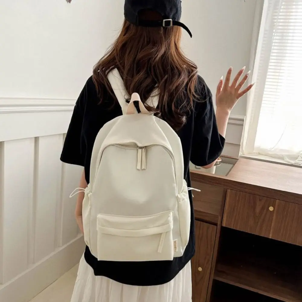 

Простой компактный однотонный рюкзак в корейском стиле, сумка через плечо для студентов, повседневный однотонный рюкзак для путешествий