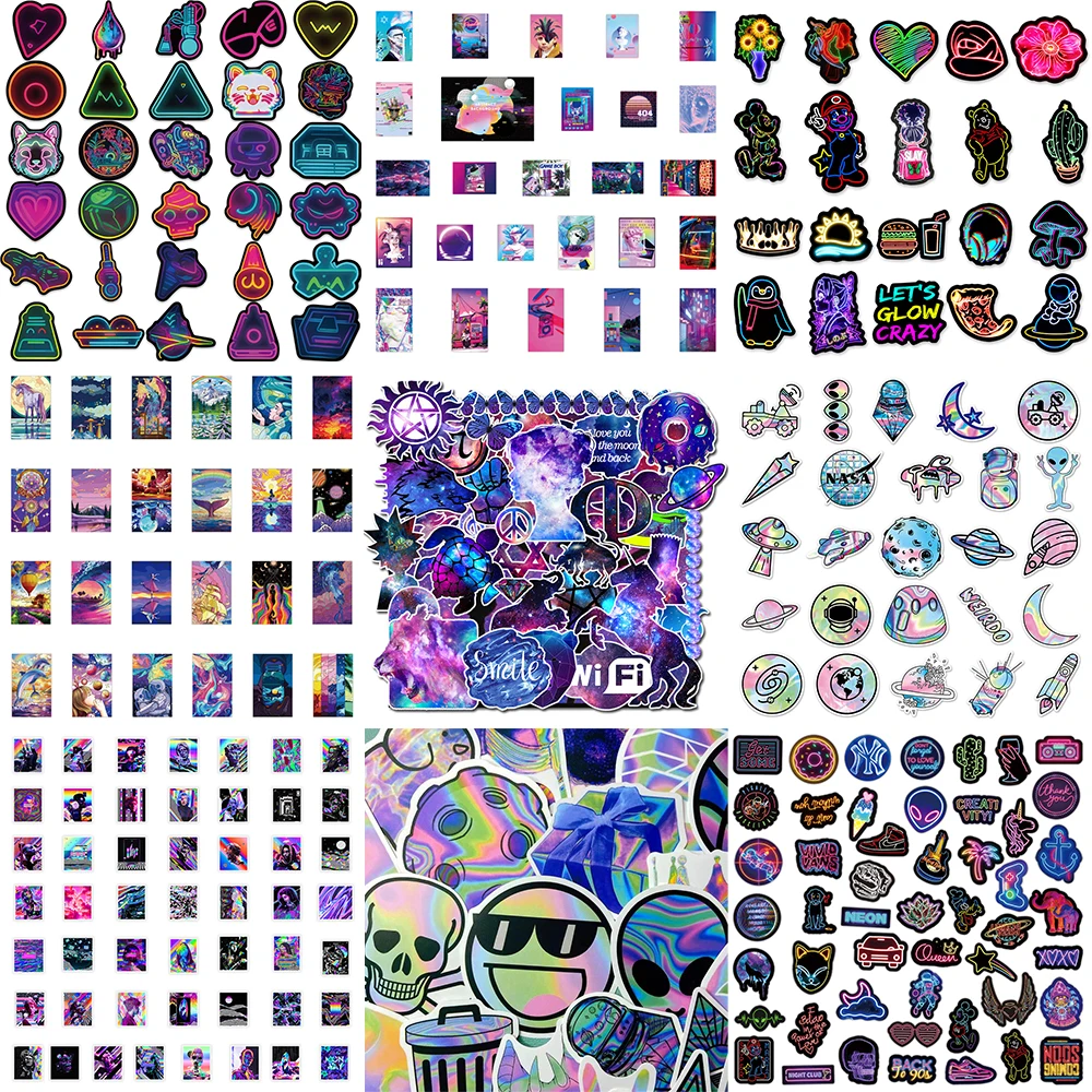 10/30/50PCS Vaporwave Neon Stickers Series Aesthetic Graffiti DIY Skateboard Helmet Suitcase Laptop Luggage Decoration Wholesale