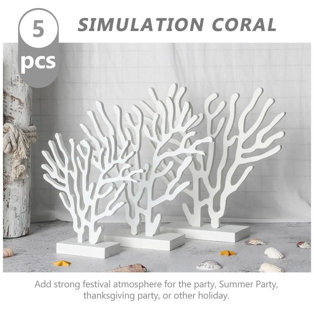 

1 Set Coral Statue Desktop Ornament Mediterranean Home Decor Party Supplies Ocean Wood Coral Delicate Decorative Tabletop Wooden