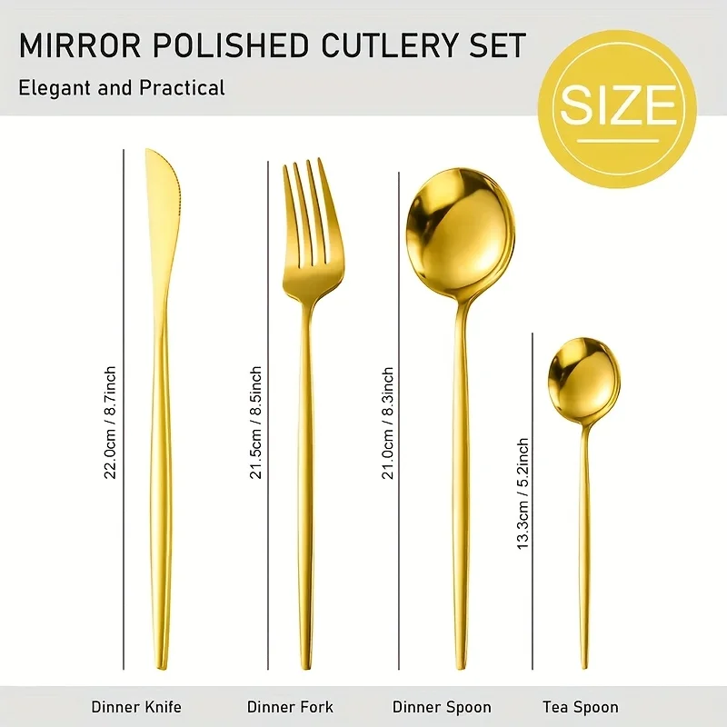 40 Pieces Stainless Steel Cutlery - Mirror Polished, Dishwasher Safe, Suitable For Parties, Weddings,  Knives, Forks, Spoons