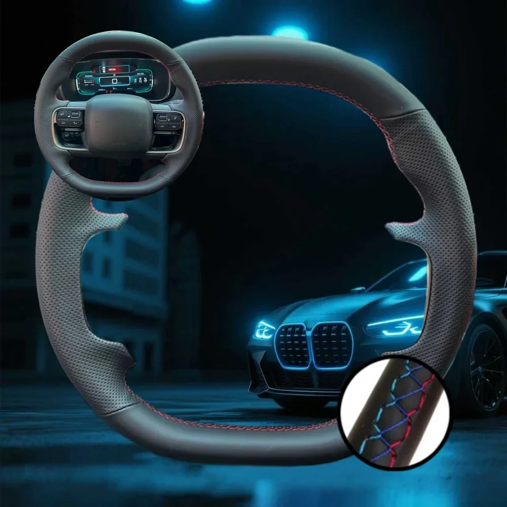 

Customized Car Steering Wheel Cover For Citroen C5 AIRCROSS C4 C4L C5X Non-Slip DIY Car Accessories Hand-sewn Steering Wrap