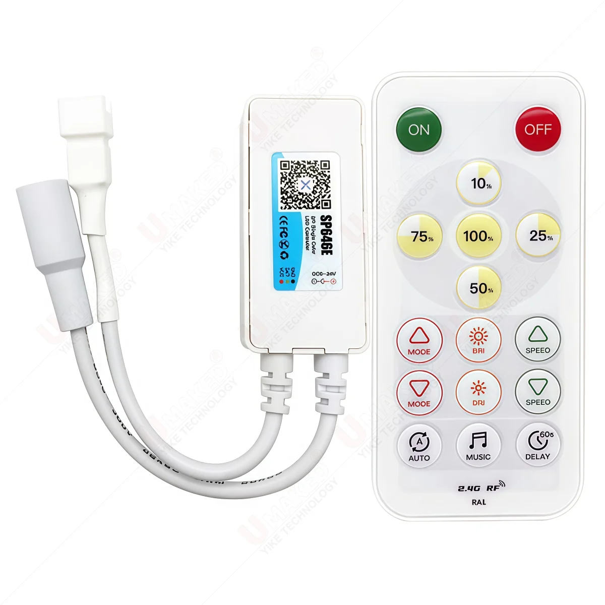 

SP646E SPI 1CH Single Color Blue-tooth LED Music Controller APP Control DC5-24V for Addressable Single Color Led Strip Lights 0